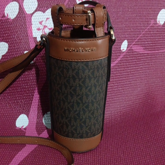 Michael Kors Tan and Black Monogram Cylinder Bag - Picture 1 of 4